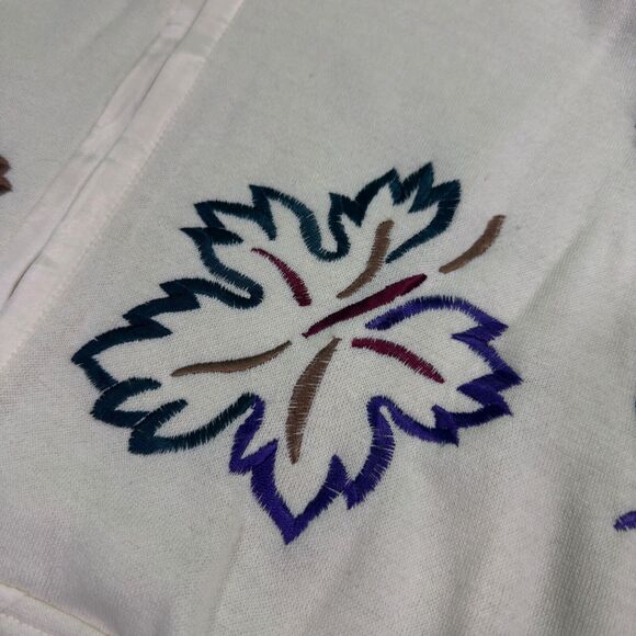 Chinawear by Morsly Sweatshirt Womens XL Ivory Embroidered Half-Zip Mock Neck - Picture 4 of 10